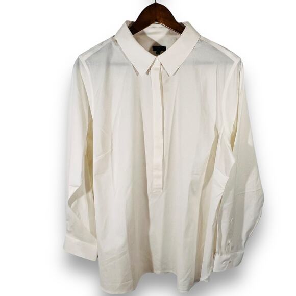 Talbots Ivory Popover Shirt Polished Long Sleeve 16W NWT - Picture 3 of 12